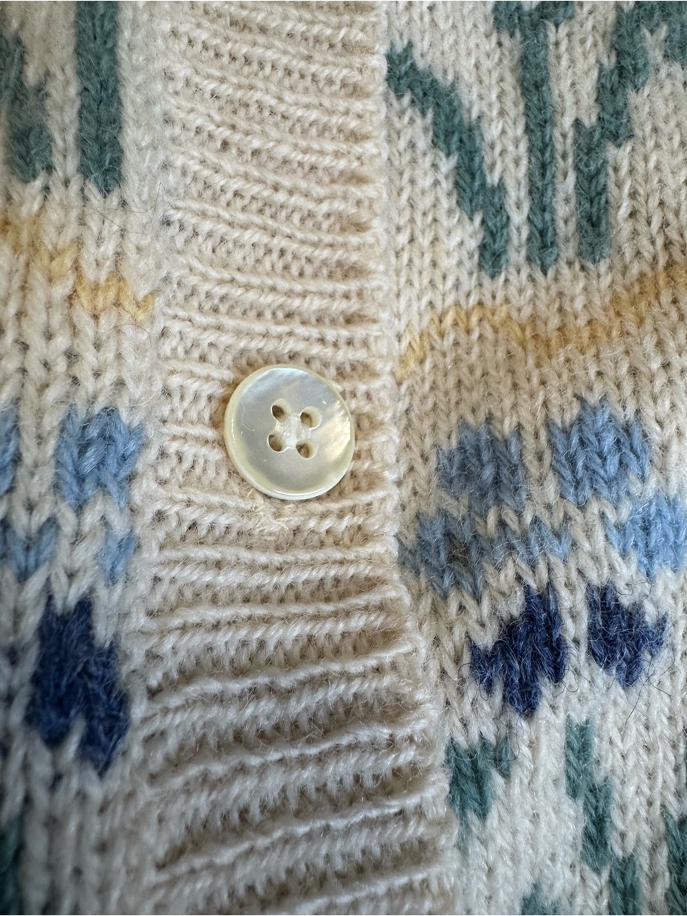 Vintage LL Bean Cream Floral Button-Up Sweater Cardigan - Picture 4 of 10
